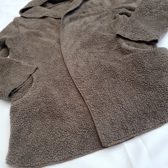 Faux Shearling Teddy Hoodie Jacket SZ S Taupe - Picture 8 of 8